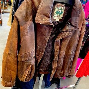 Vintage brown leather 1871 bomber jacket